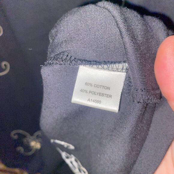 The Tog Shop Black Beige Floral Beaded Embroidered Short Sleeve Top Women's XL - Picture 5 of 6